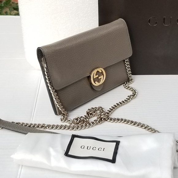 GUCCI WALLET ON CHAIN INTERLOCKING GG DOLLAR CALFSKIN Leather - Picture 7 of 16